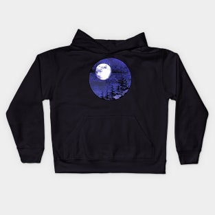 Nigth sky and moon in forest Kids Hoodie